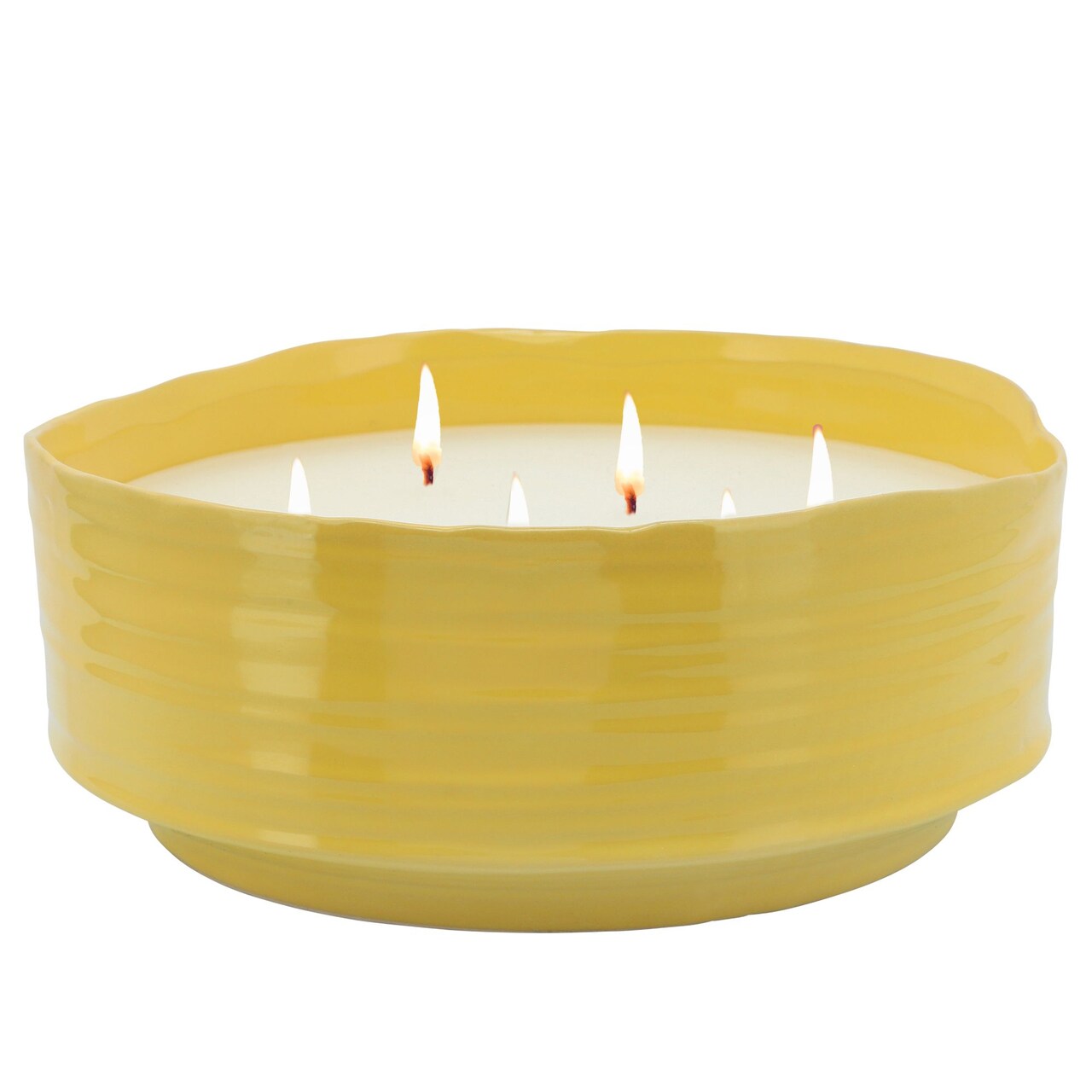 Kingston Living 6-Wick Ceramic Outdoor Citronella Candle - 10" - Yellow